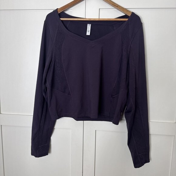 Athleta Tops - Athleta Shanti Lace Purple Crop Long Sleeve Breathe Wicking Shirt Top Sz 2X